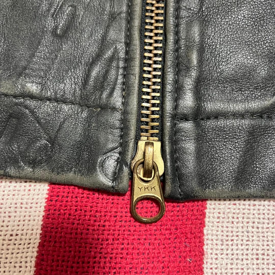 韓国製 80s 民間品 フランス軍パイロット レザージャケット ダブルジップ