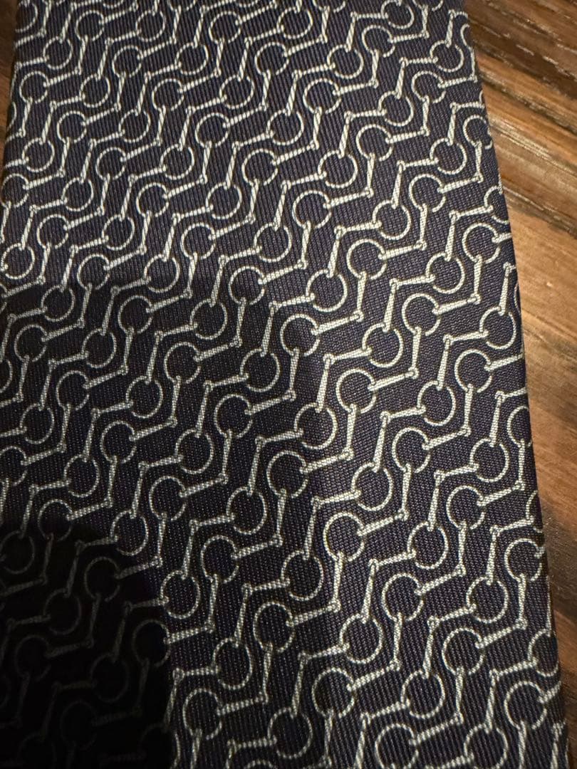 HERMES ネクタイ ネイビー 一点のみ