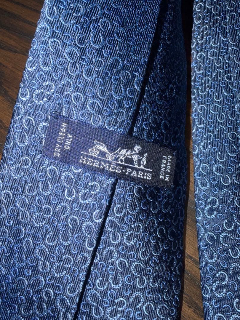 HERMES ネクタイ ネイビー 一点のみ
