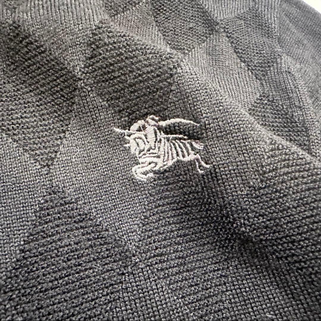 【美品】BURBERRY アーガイル ドライバーズニット 薄手 3 ブラック