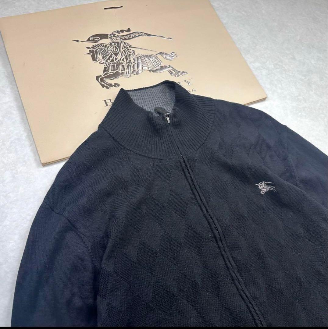 【美品】BURBERRY アーガイル ドライバーズニット 薄手 3 ブラック