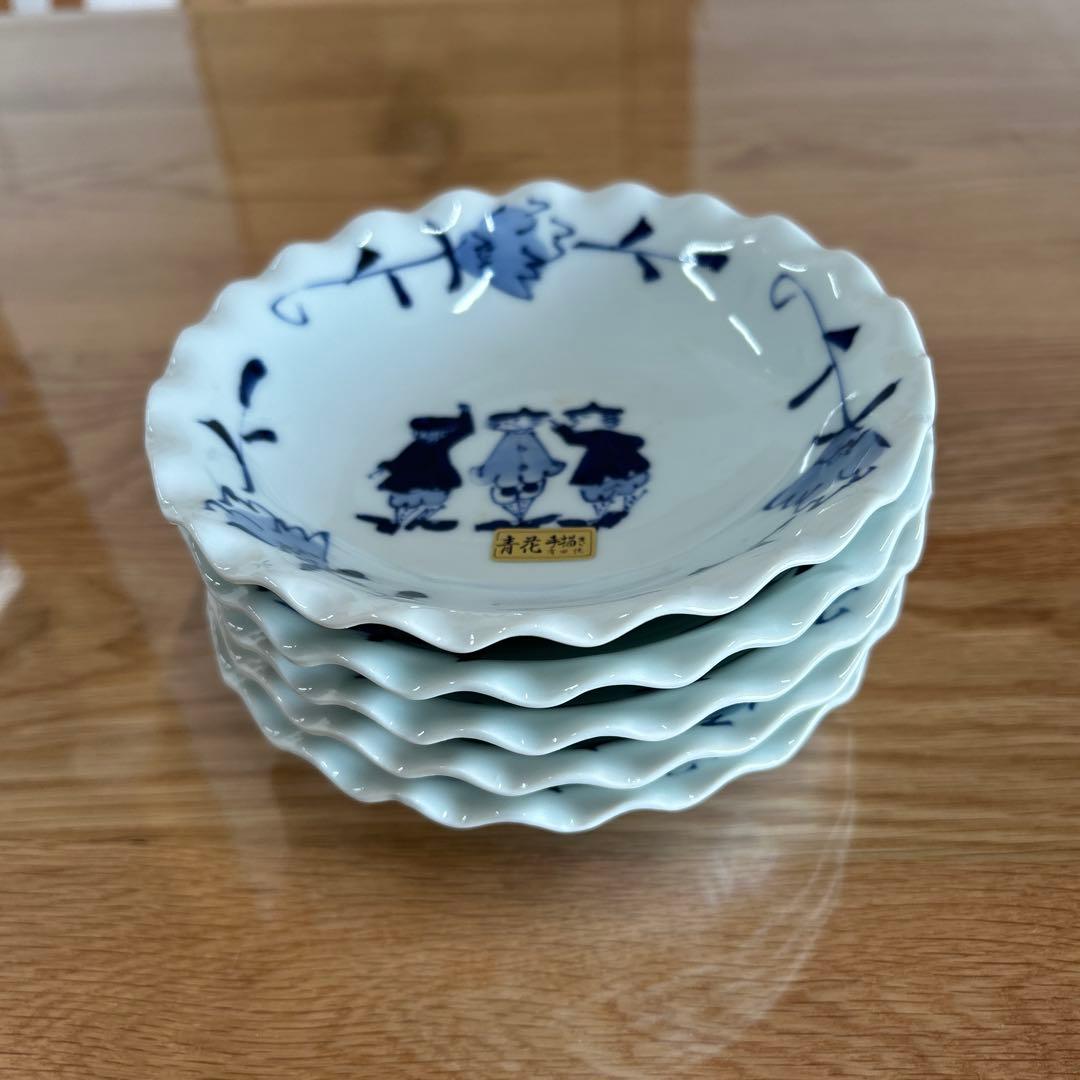 新品未使用　有田焼しん窯　【青花】皿5客セット