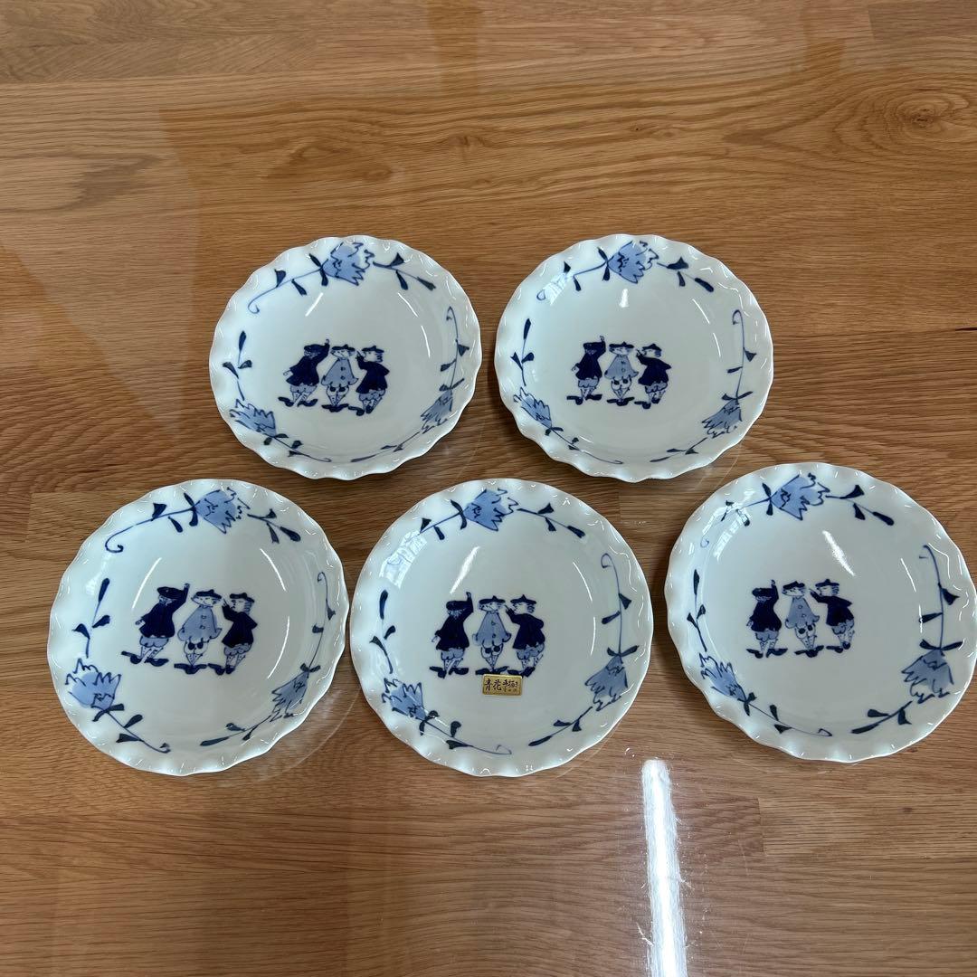 新品未使用　有田焼しん窯　【青花】皿5客セット