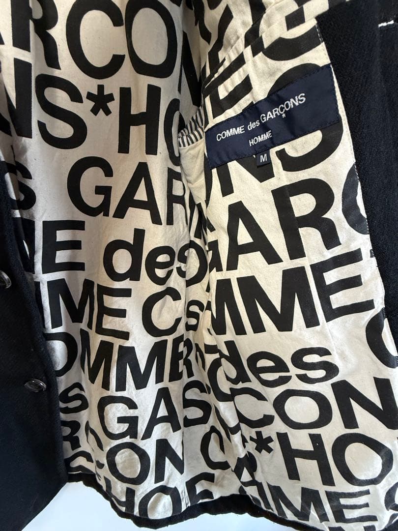 コムデギャルソオム ロゴ裏地 ウールテーラードジャケット M