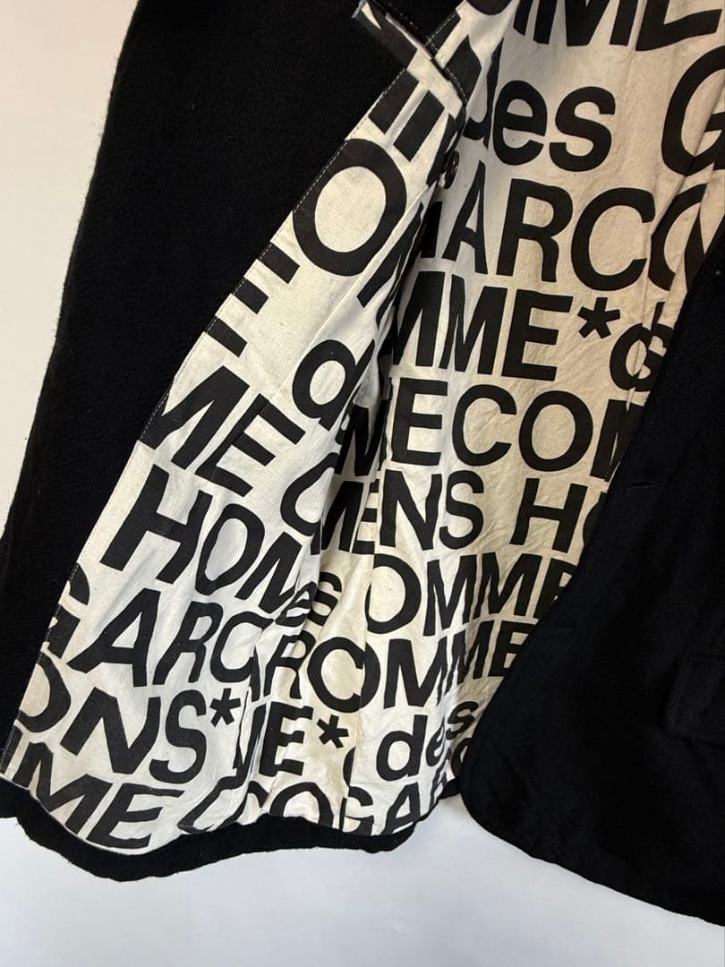 コムデギャルソオム ロゴ裏地 ウールテーラードジャケット M