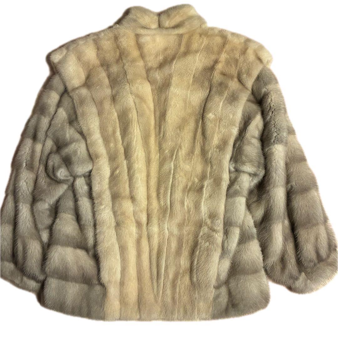 Lサイズ相当 サファイアミンク 毛皮コート グレー