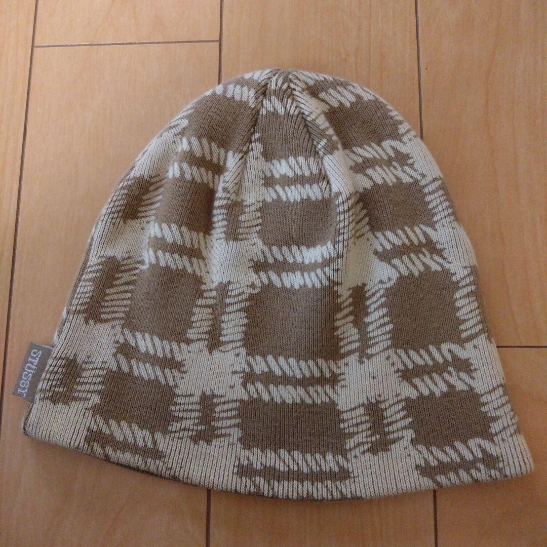 h*a様 90年代〜Stussyステューシー ベージュとブラウンのニット帽ビーニ
