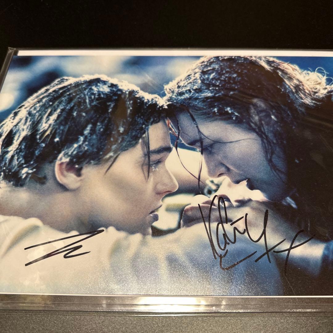 タイタニック　サイン入り　写真　レオナルド・ディカプリオ　ケイト・ウィンスレッド