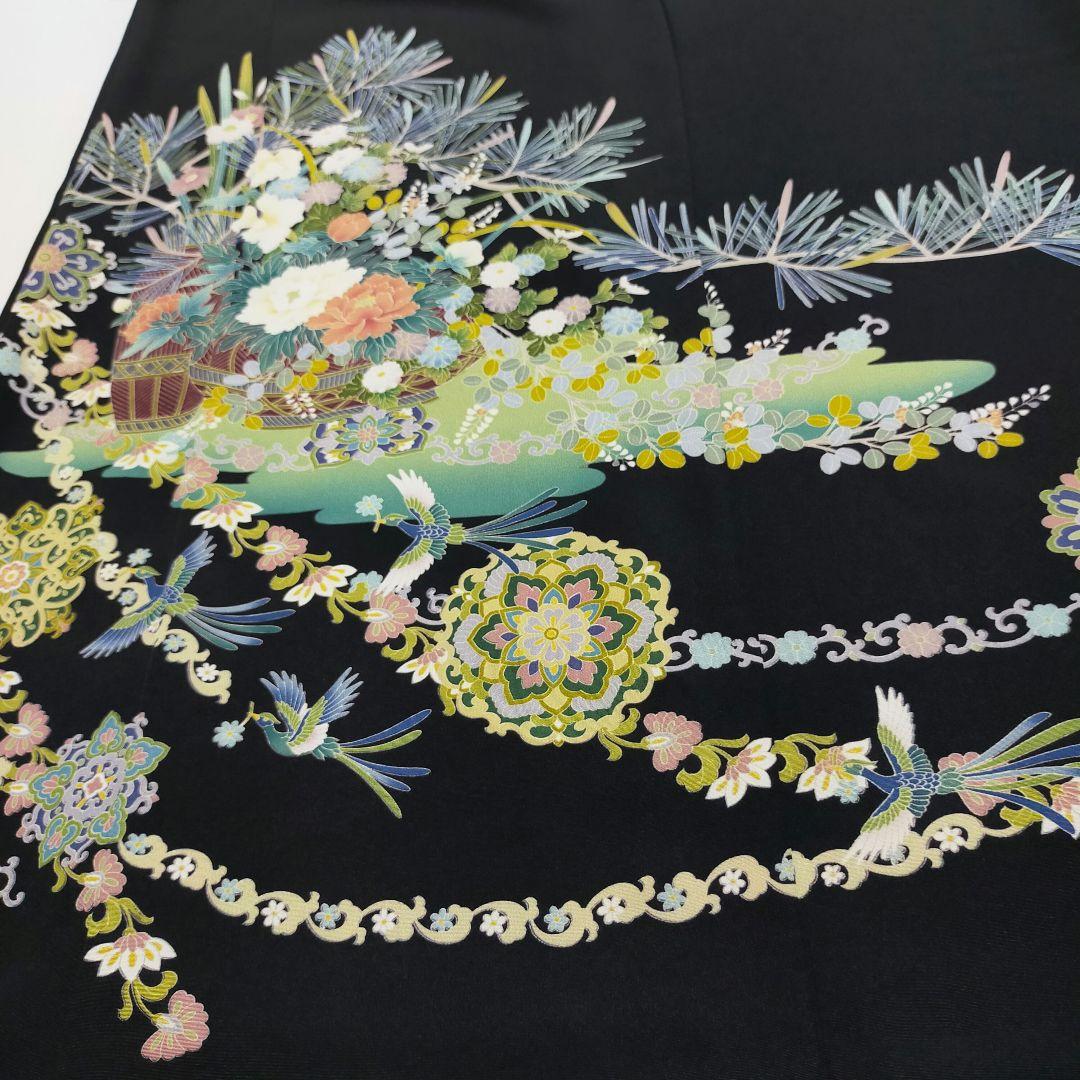 ★黒留袖アンサンブル*ノースリーブワンピース+ボレロ*着物リメイク正絹M〜L㊾