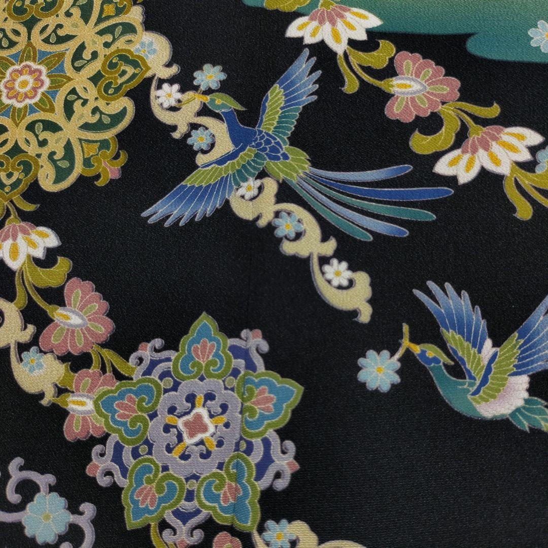 ★黒留袖アンサンブル*ノースリーブワンピース+ボレロ*着物リメイク正絹M〜L㊾