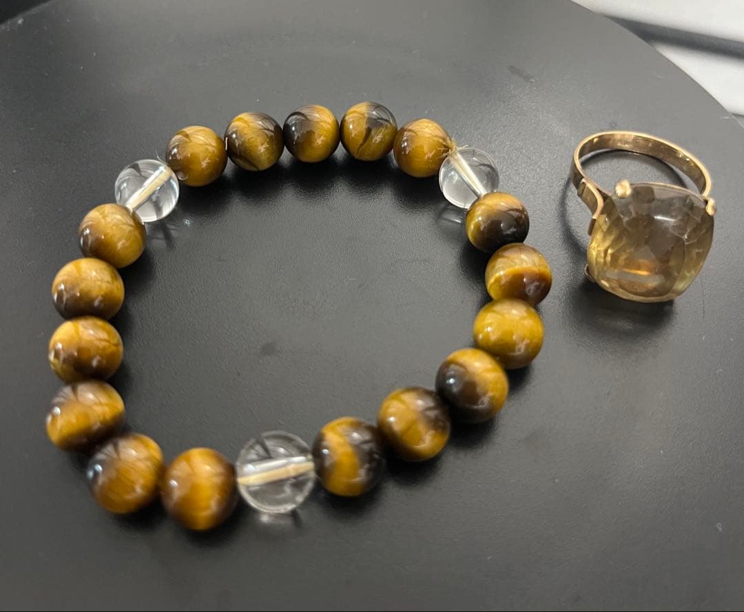 R60-タイガーアイとクリスタルのアクセサリーセット