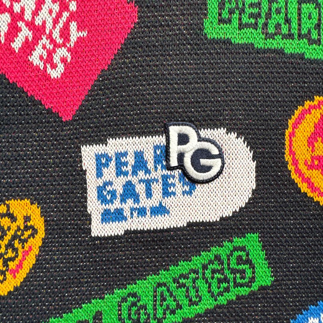 パーリーゲイツ秋冬人気ロゴマーク総柄×マルチカラー ニットセーター 0(S)