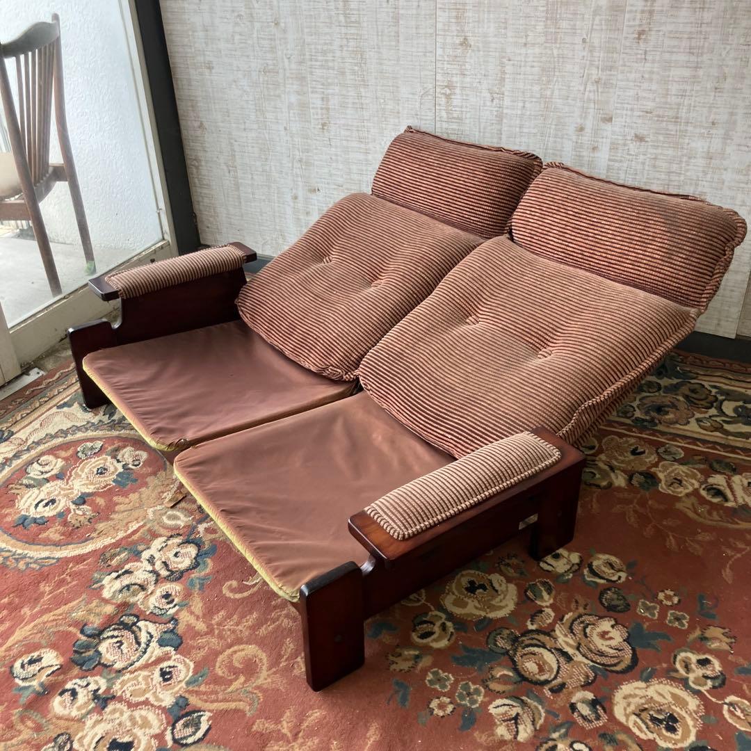 北欧レトロ グリーンジョイ 二人掛けリクライニングソファー ラウンジチェア