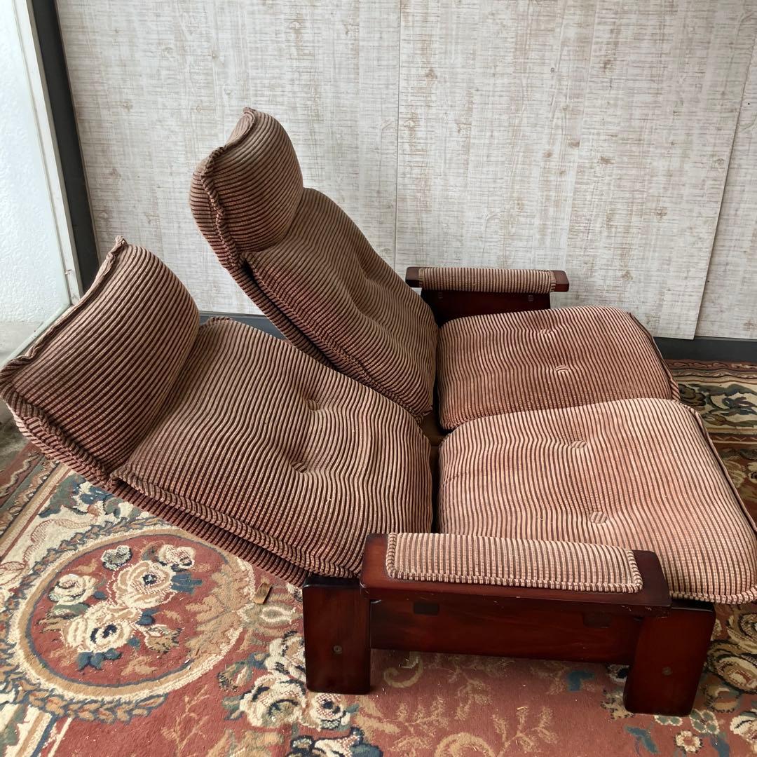 北欧レトロ グリーンジョイ 二人掛けリクライニングソファー ラウンジチェア