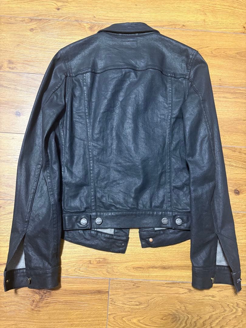 Nudie jeans ブラックコーティングデニムジャケット Perry