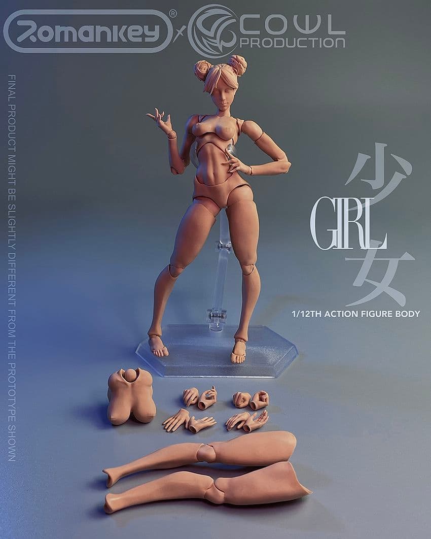 ROMANKEY COWL 1/12 girl body　WHITE 素体