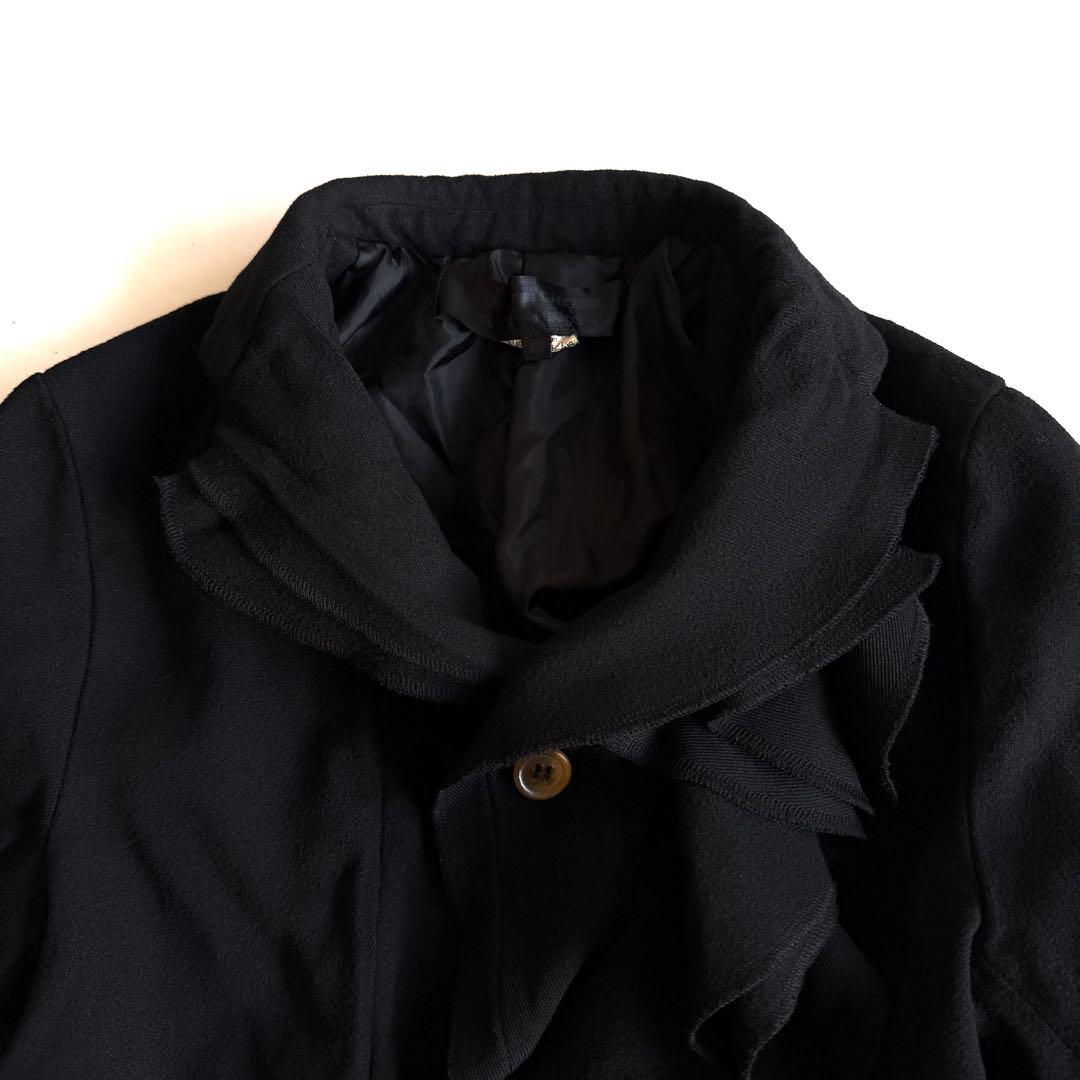 《美品》 コムデギャルソン コムコム ポリ縮 フリル ジャケット ブラック XS