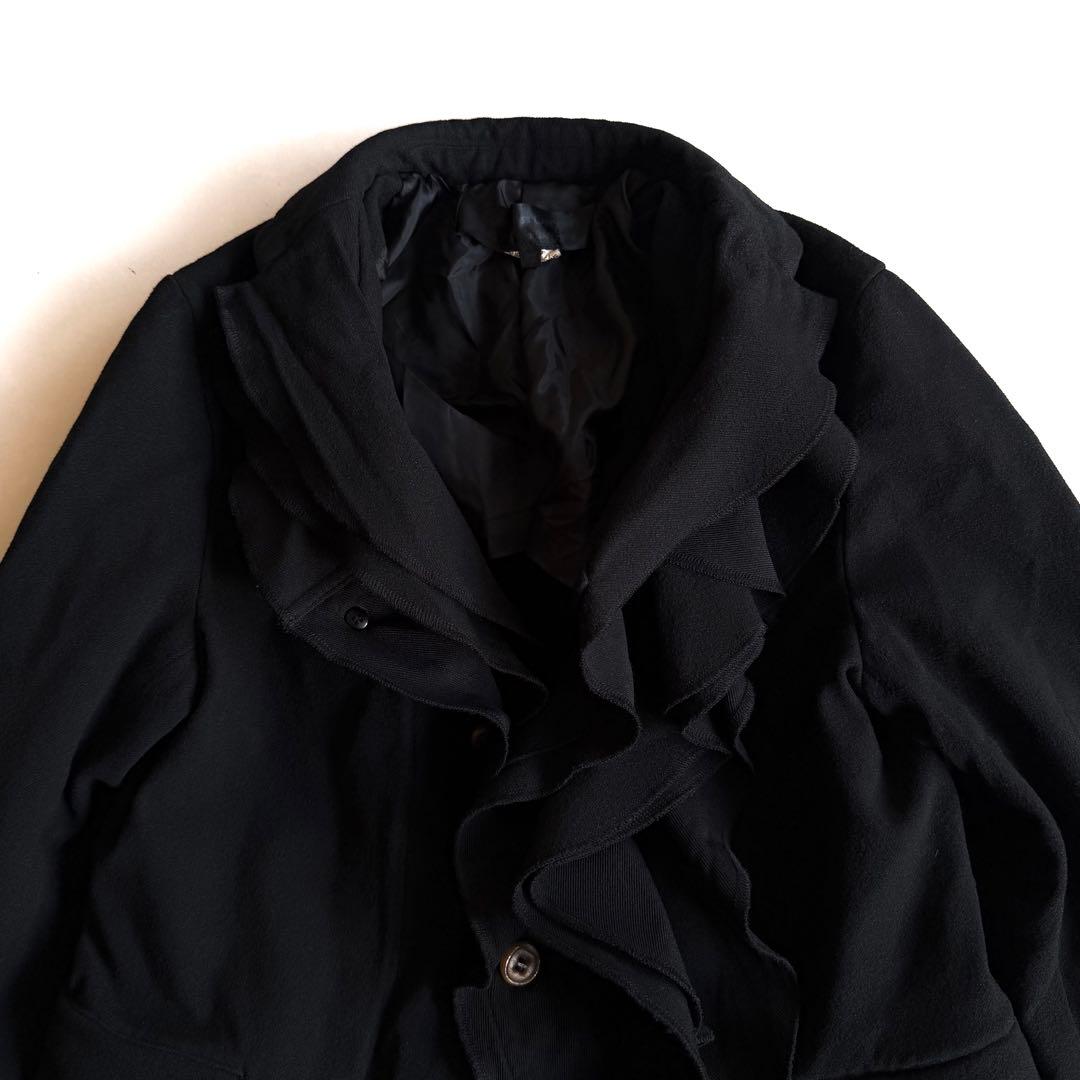 《美品》 コムデギャルソン コムコム ポリ縮 フリル ジャケット ブラック XS