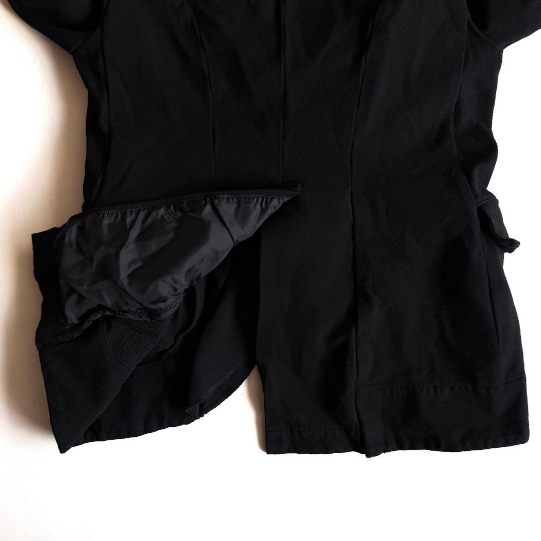《美品》 コムデギャルソン コムコム ポリ縮 フリル ジャケット ブラック XS