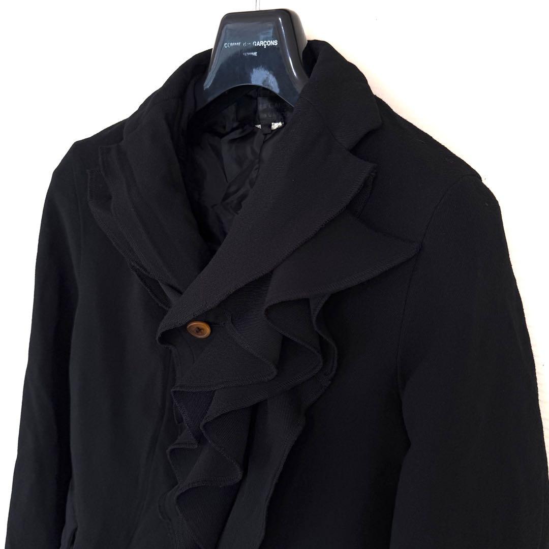 《美品》 コムデギャルソン コムコム ポリ縮 フリル ジャケット ブラック XS
