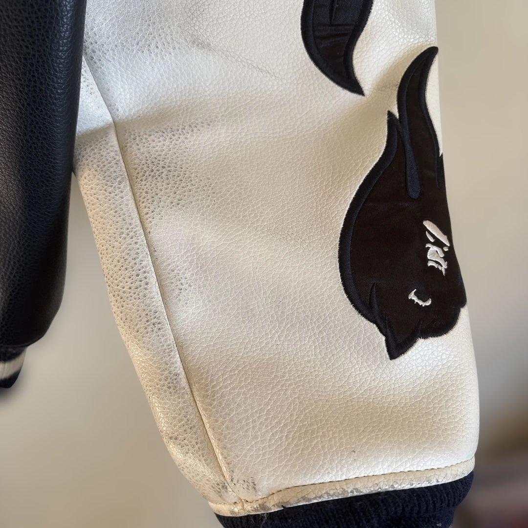 エイプ★レザー スタジャン ブラック/ホワイト