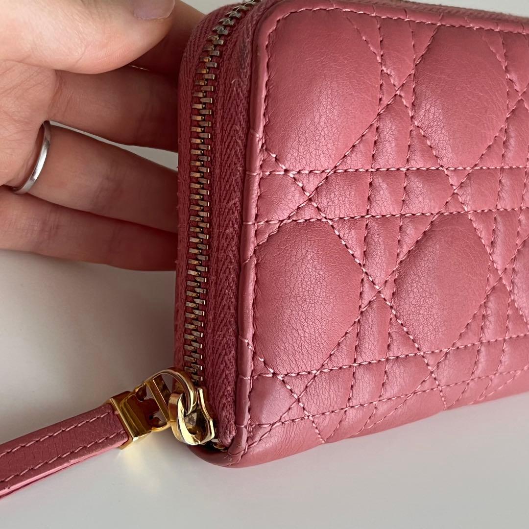 Christian Dior 長財布 ラウンドファスナー カナージュ ピンク