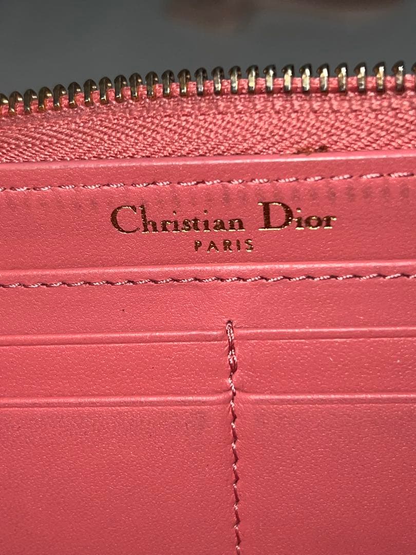 Christian Dior 長財布 ラウンドファスナー カナージュ ピンク
