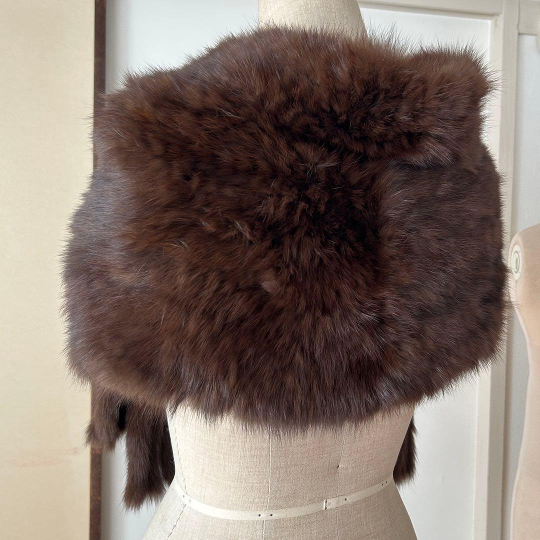 セーブルのロングストール兼マフラー　ダークブラウン　軽量ふわサラ