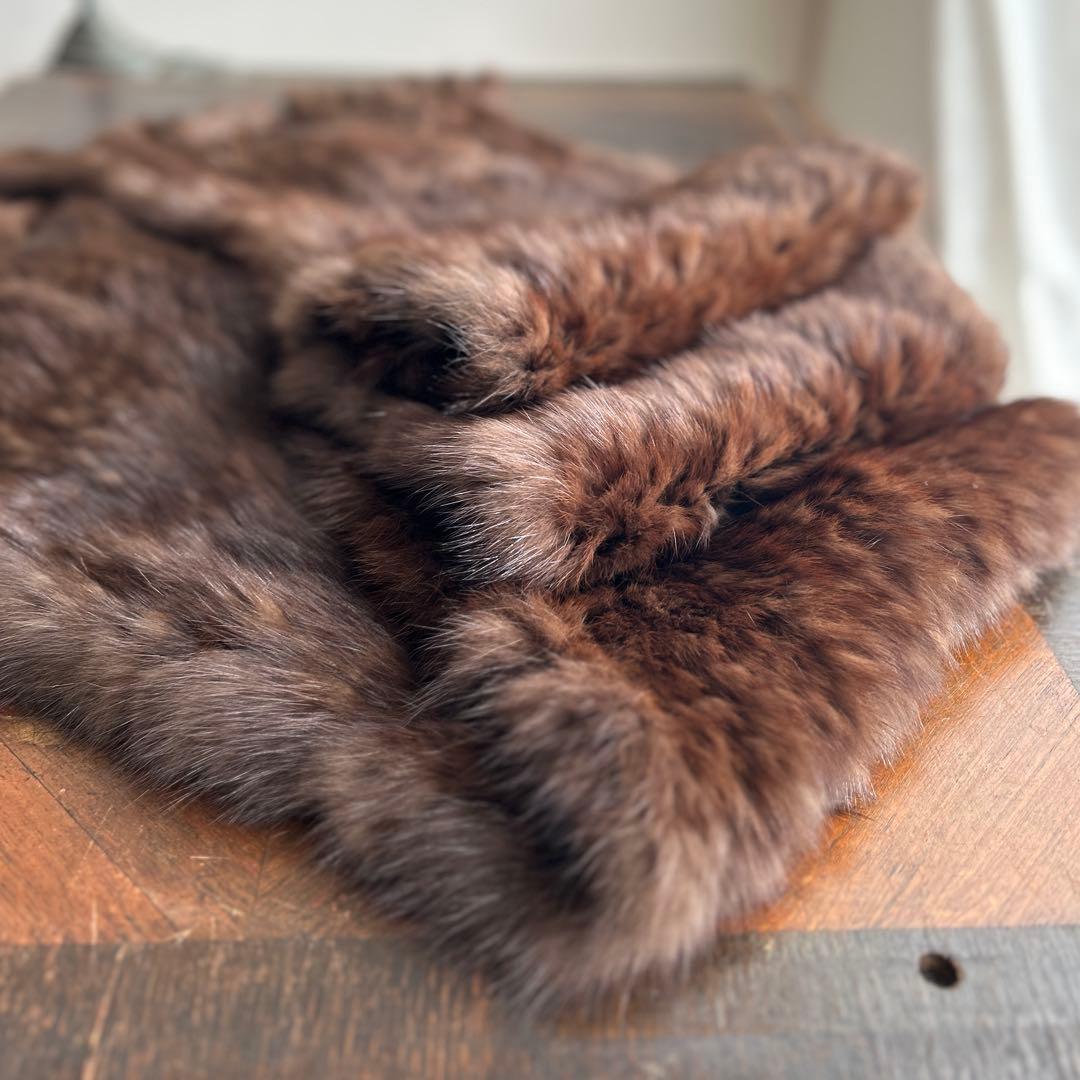 セーブルのロングストール兼マフラー　ダークブラウン　軽量ふわサラ