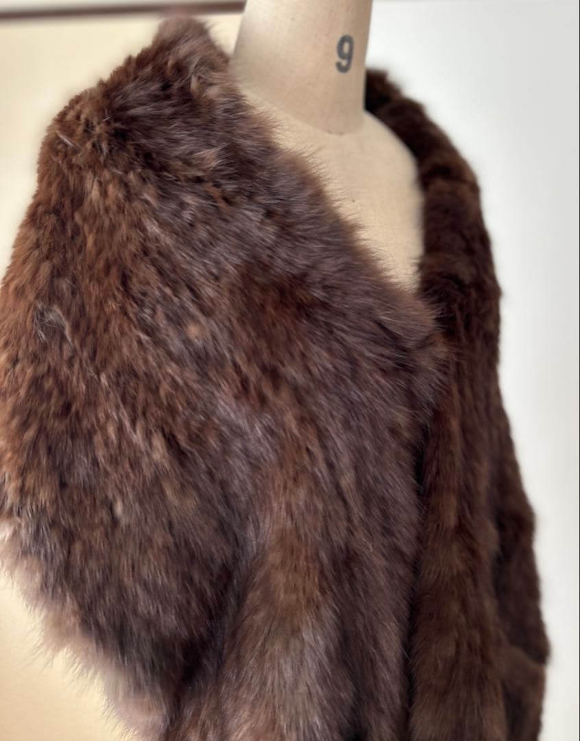 セーブルのロングストール兼マフラー　ダークブラウン　軽量ふわサラ