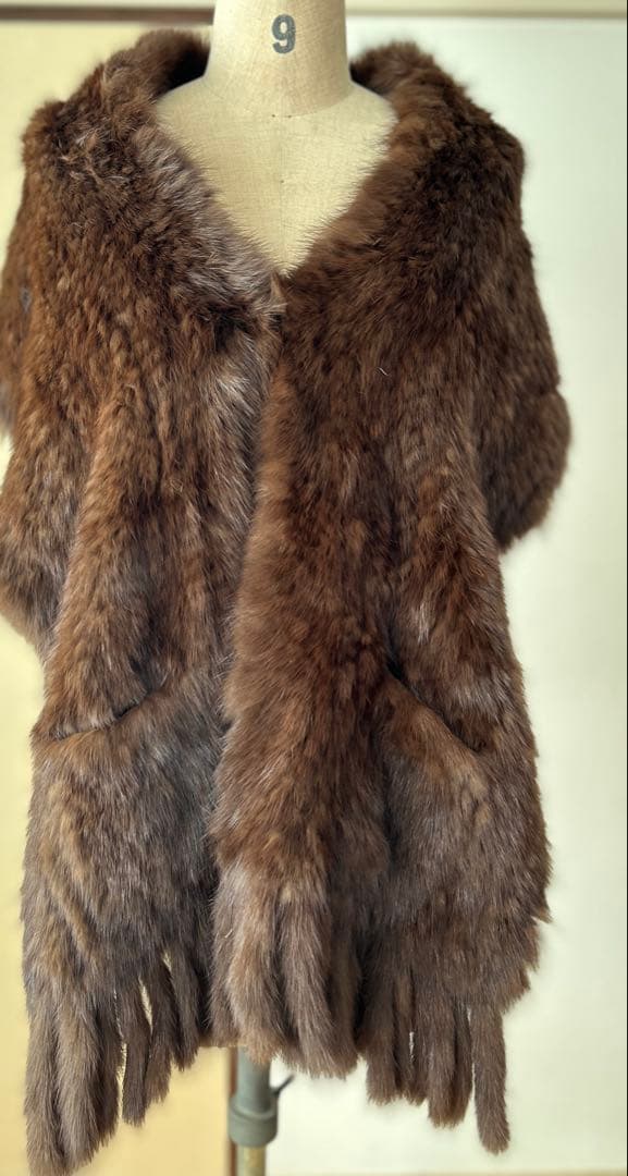 セーブルのロングストール兼マフラー　ダークブラウン　軽量ふわサラ