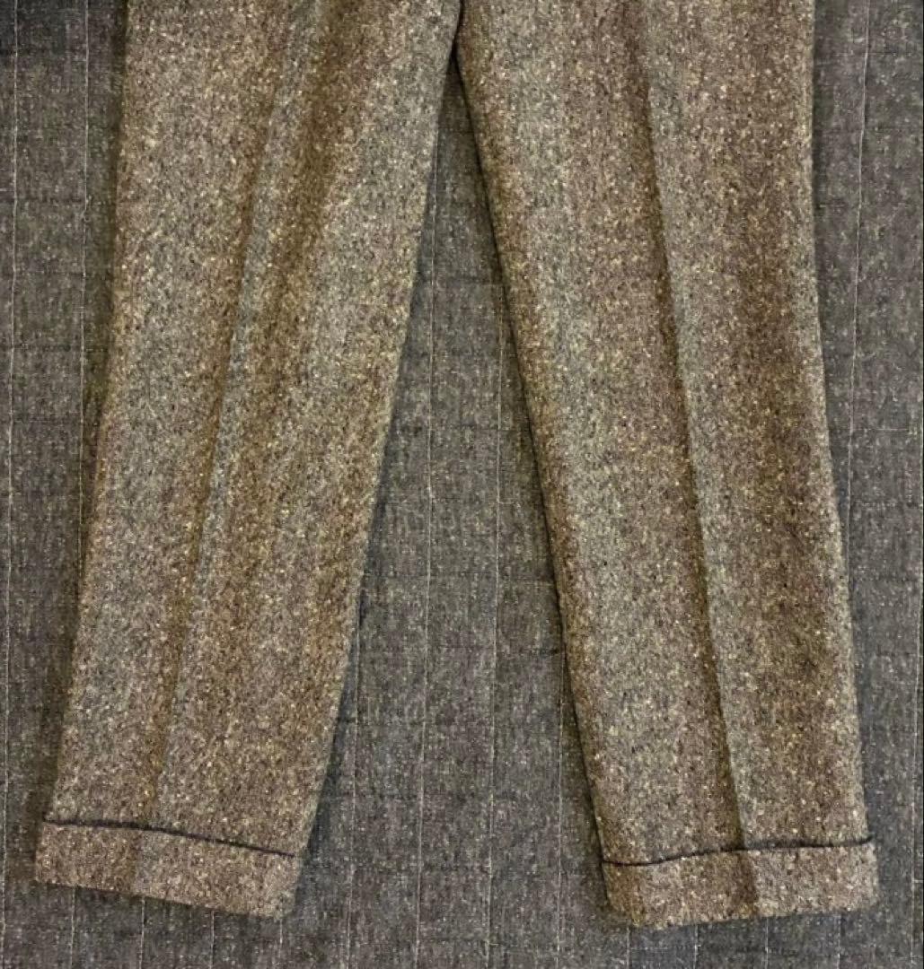 マリオマッテオ ツイード　グレー ワンタックスラックス　ウール100 イタリア製