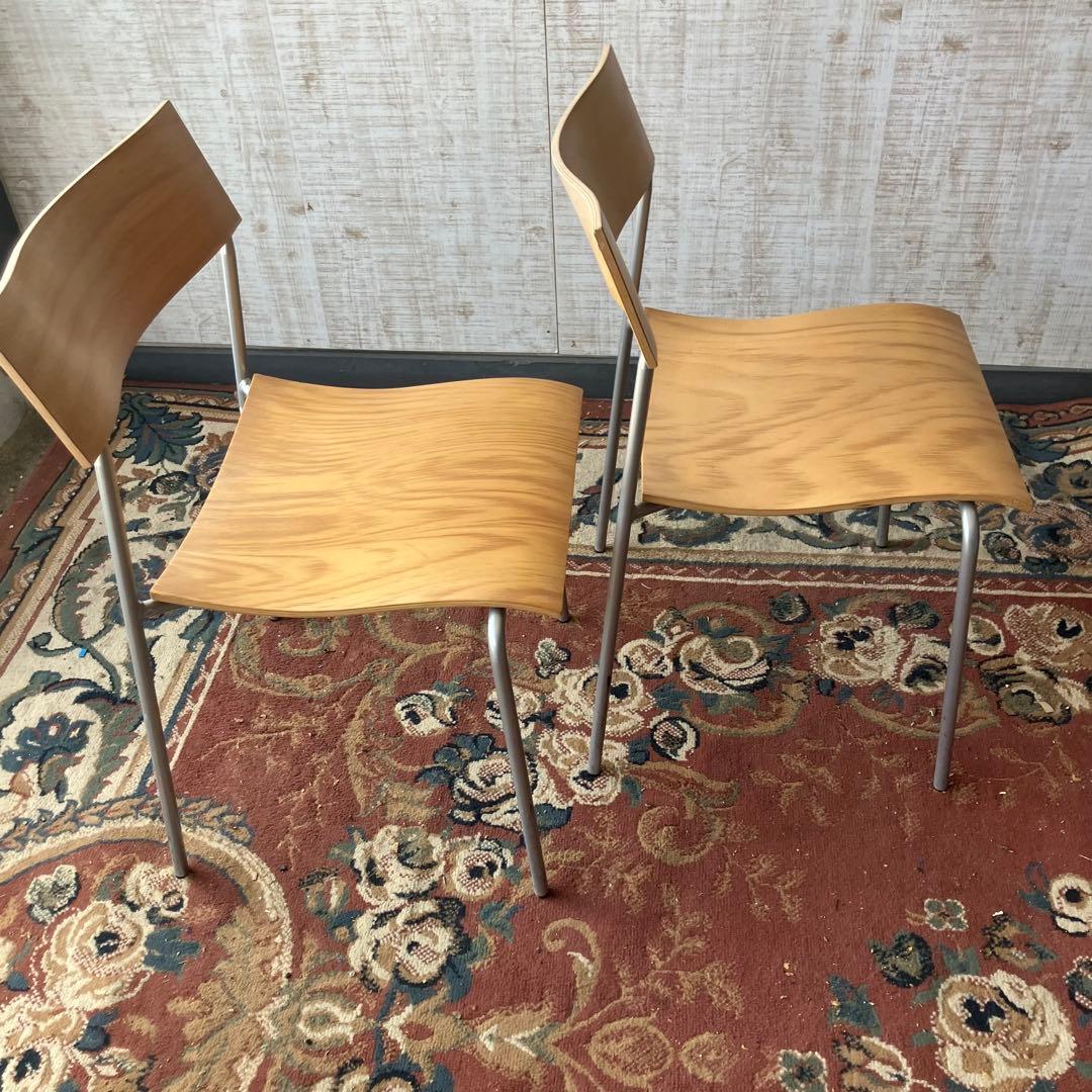 ④ 北欧レトロ ラムホルツ キャンパス プライウッドチェア 2脚セット