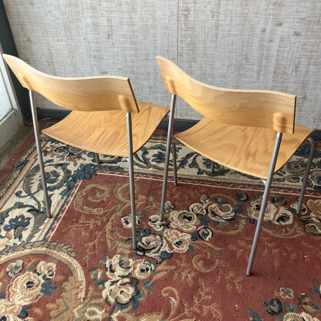 ④ 北欧レトロ ラムホルツ キャンパス プライウッドチェア 2脚セット