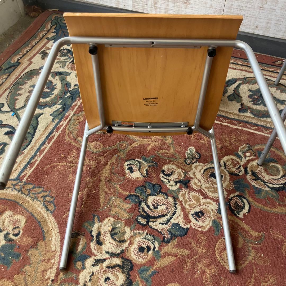 ④ 北欧レトロ ラムホルツ キャンパス プライウッドチェア 2脚セット