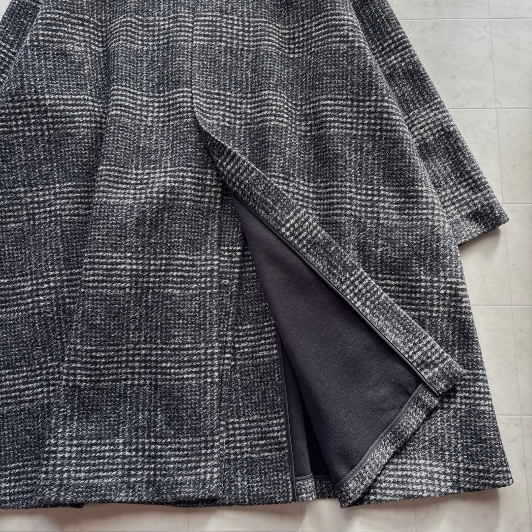 スピックアンドスパン Wスライバーノーカラーチェックポンチョコート