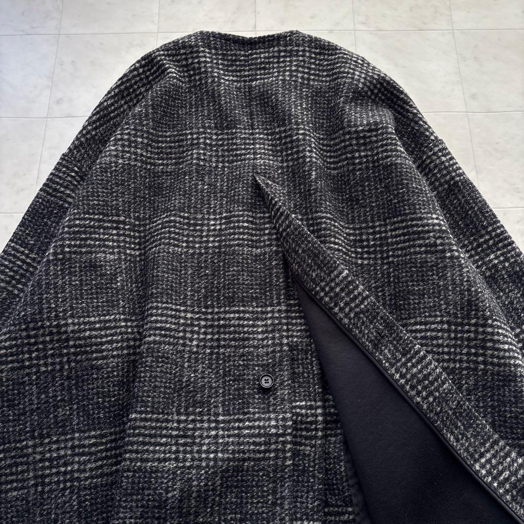 スピックアンドスパン Wスライバーノーカラーチェックポンチョコート