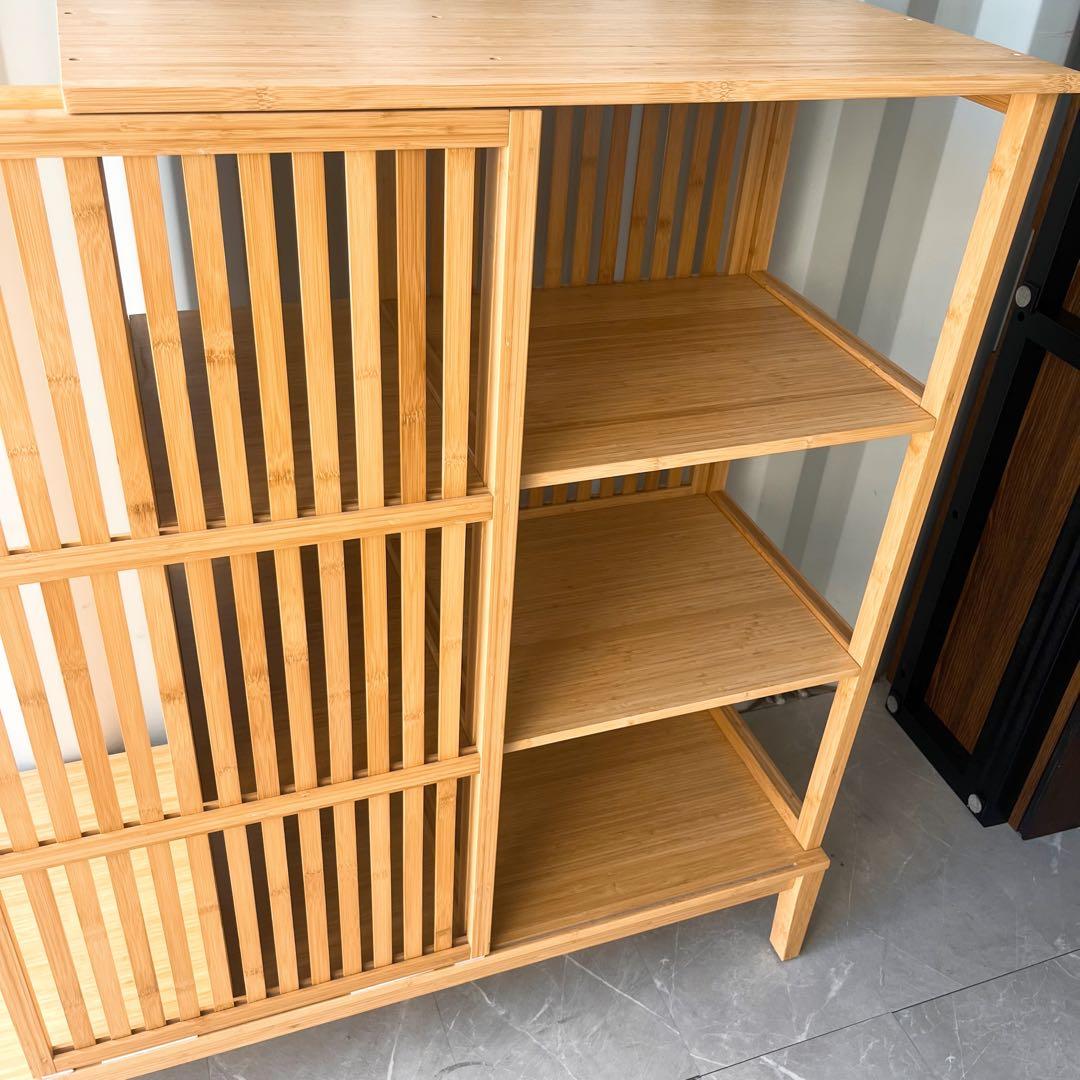 取付無料！IKEA ノールドシーサ オープンワードローブ 引き戸付き 竹