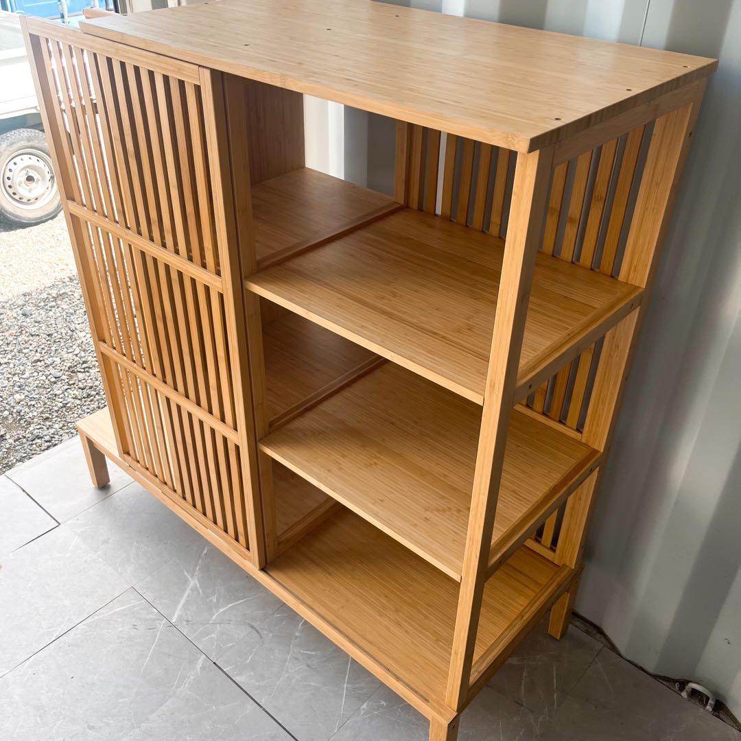 取付無料！IKEA ノールドシーサ オープンワードローブ 引き戸付き 竹