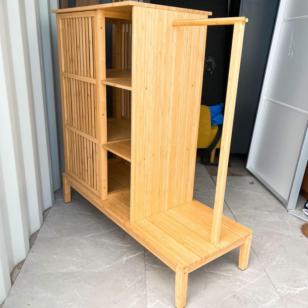 取付無料！IKEA ノールドシーサ オープンワードローブ 引き戸付き 竹