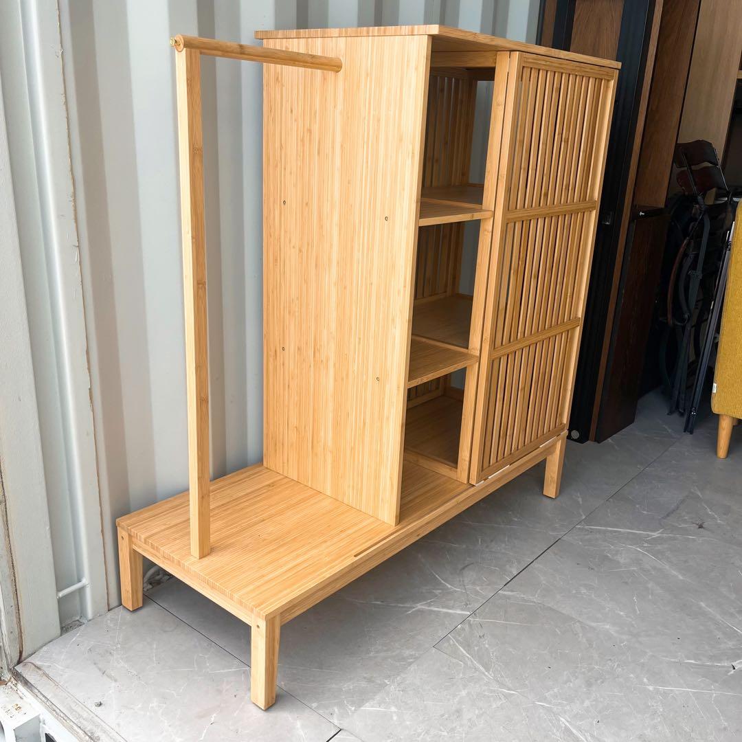 取付無料！IKEA ノールドシーサ オープンワードローブ 引き戸付き 竹