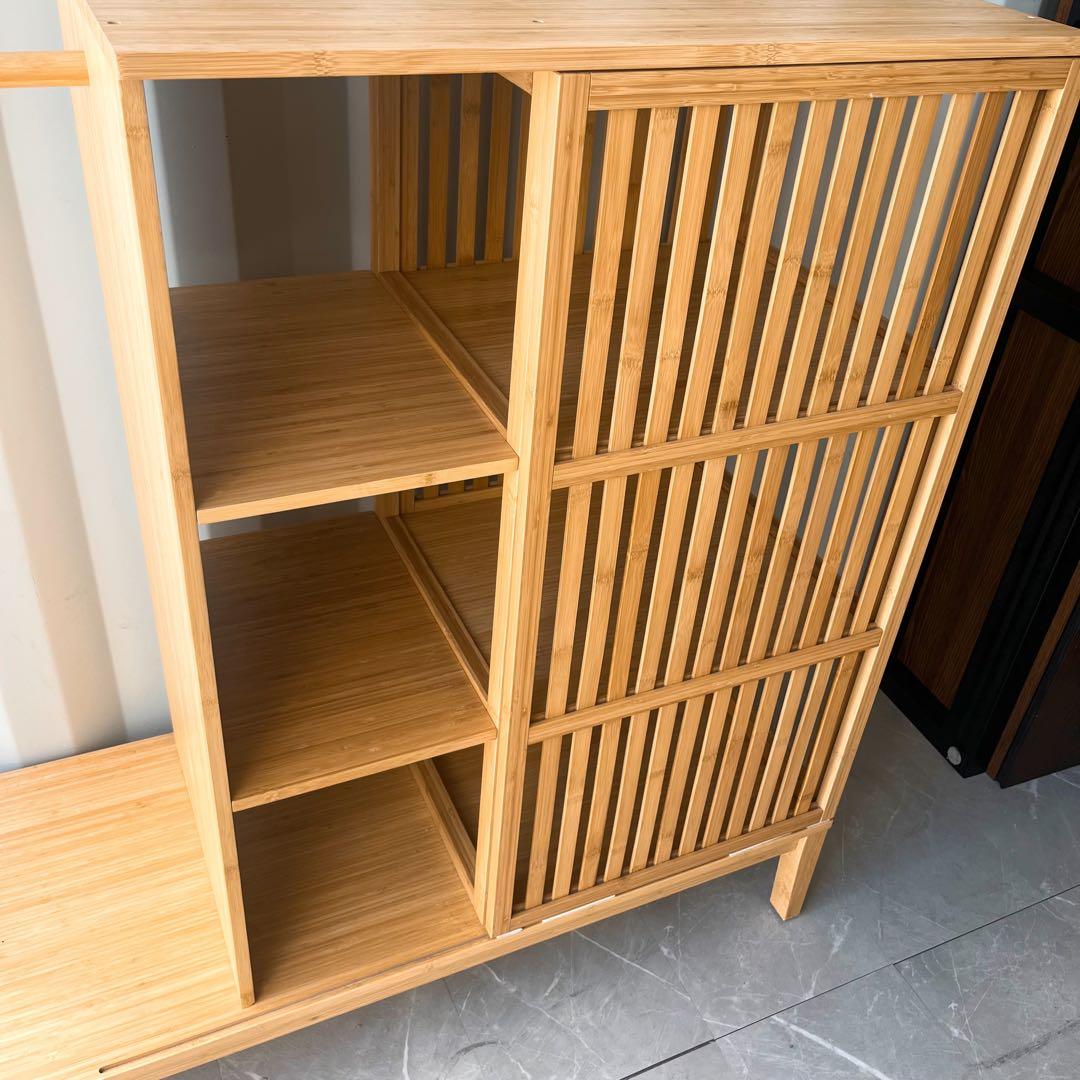 取付無料！IKEA ノールドシーサ オープンワードローブ 引き戸付き 竹