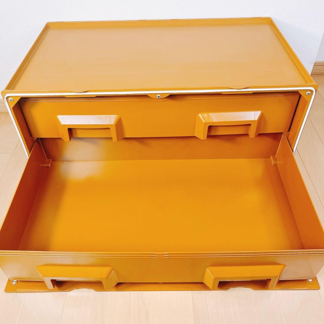 専用　タッパーウェア スーパーチェストワイド セピアカラー 引出し2段 収納 ②