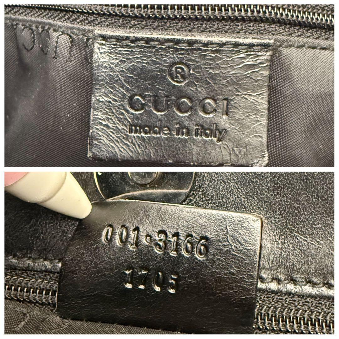 GUCCIグッチ ワンショルダーバッグ ナイロン 黒 トートバッグ 金具