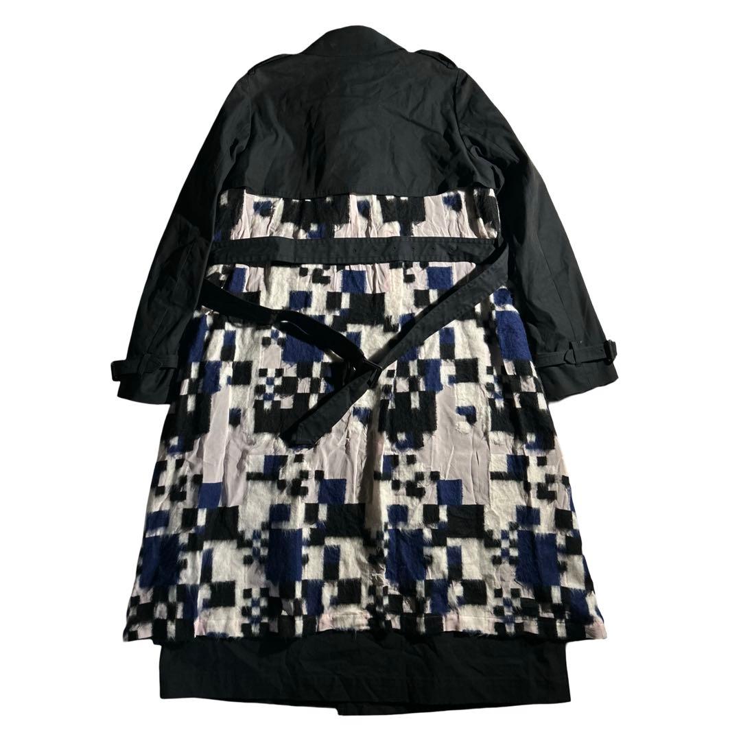 10s mint designs ウール立体ブロック柄トレンチコート