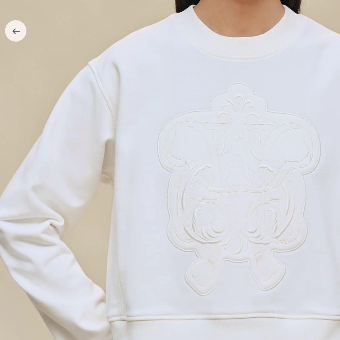 エルメス HERMES タック スウェット トレーナー 白 ホワイト 刺繍 今期