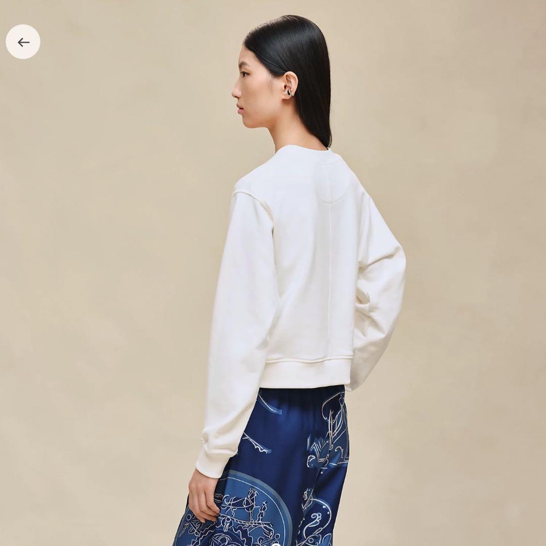 エルメス HERMES タック スウェット トレーナー 白 ホワイト 刺繍 今期