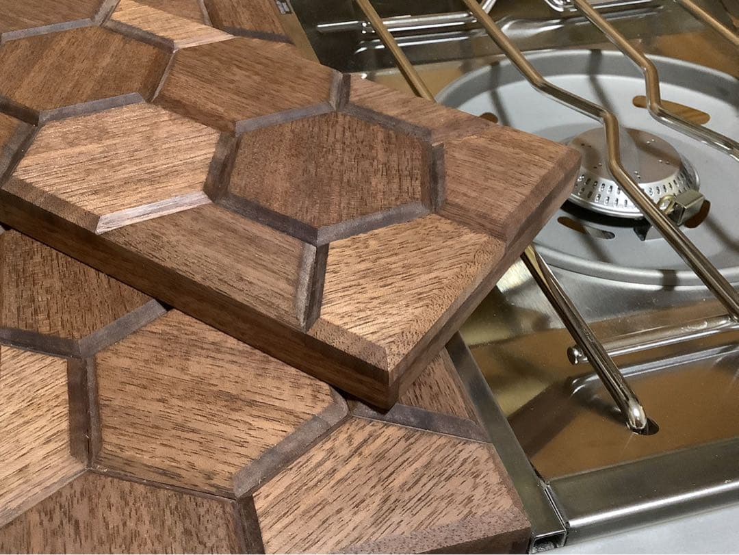 IGTテーブル天板　ハーフユニット2枚　ヘキサゴン134ウォールナット