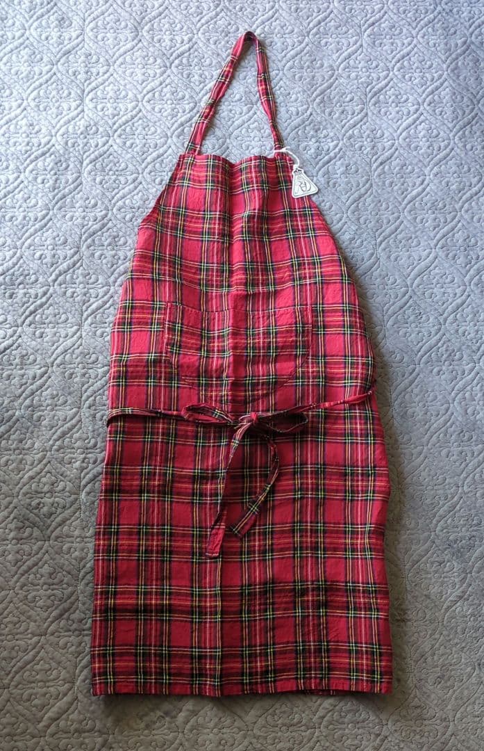 3/31まで　R&D.M.Co-TARTAN CHECK APRON　リネン
