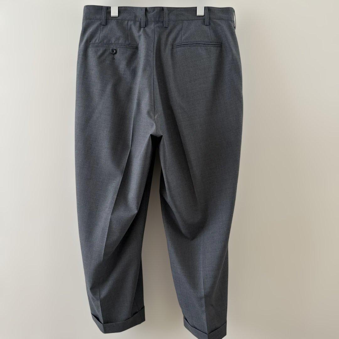 BEAMS PLUS 2プリーツ トロピカルウール トラウザーズ グレー XL